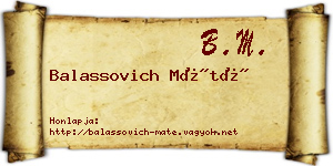 Balassovich Máté névjegykártya